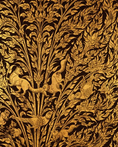 Detail of a Manuscript Cabinet Showing a Stalk of Rice by Siamese School